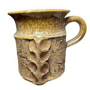 Vintage Stoneware Pottery Mug Artisan Signed‎ Handmade Nature Coffee Cup